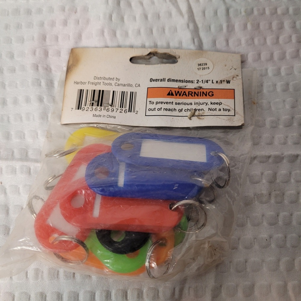 12 Pc Color Coded Key Rings with ID Labels 69726 Multi‎ Color - Picture 2 of 3